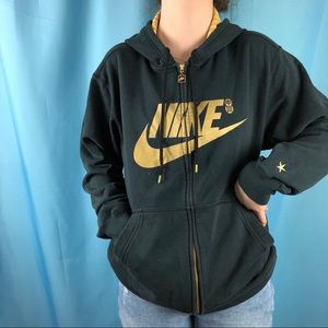 Y2k Black and gold Nike  Chinese hoodie
